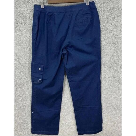 Chicos Pants Women 1  Navy Stretch Utility Pocket Casual Minimalist Preppy - Picture 4 of 7